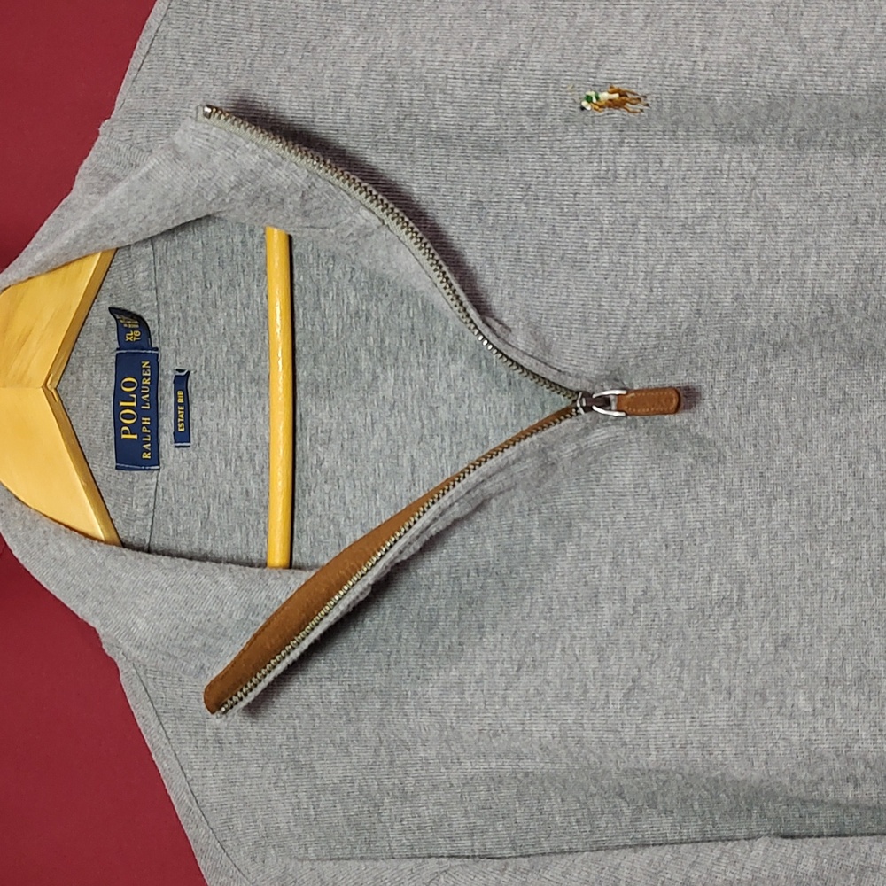 Polo Ralph Lauren Estate Rib Gray Sweatshirt Quarter Zip 1/4 - Size XL - Picture 4 of 8